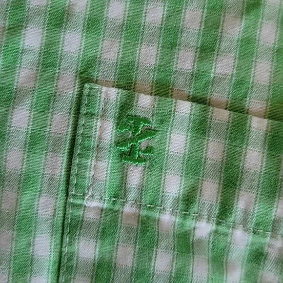 Izod Slim Fit Green Checked Button-down Shirt - Picture 4 of 5